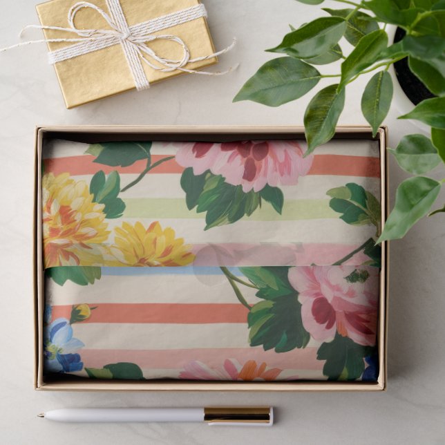 Papel De Seda Frisas Florales Vintage (Regalo )