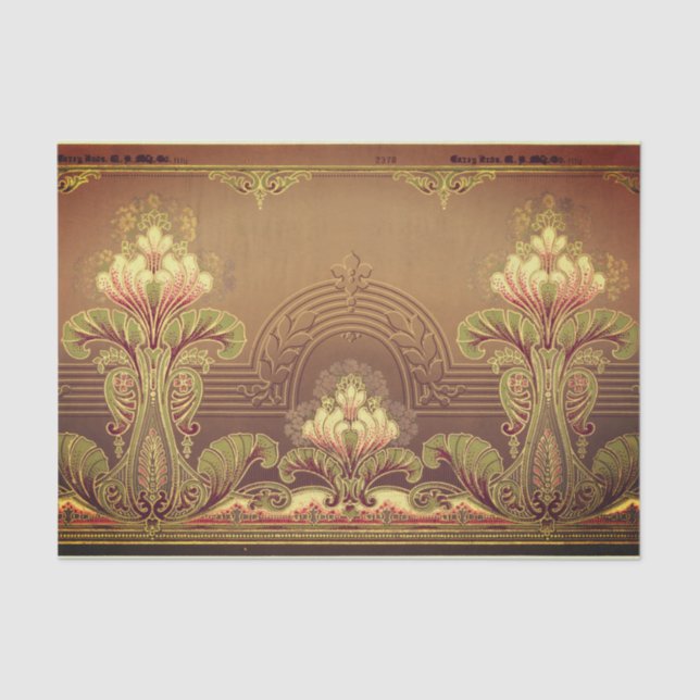 Papel De Seda Friso floral elegante del Victorian (Anverso)