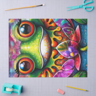 Papel De Seda Frog Whimsical Painting Floral Decoupage