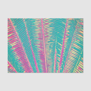Papel De Seda Frondas tropicales azules y rosadas femeninas de