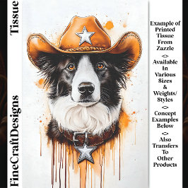 Papel De Seda Frontera Collie Cowboy Sheriff Dog DP4 Decoupage