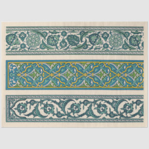 Papel De Seda Fronteras Azul Ornate