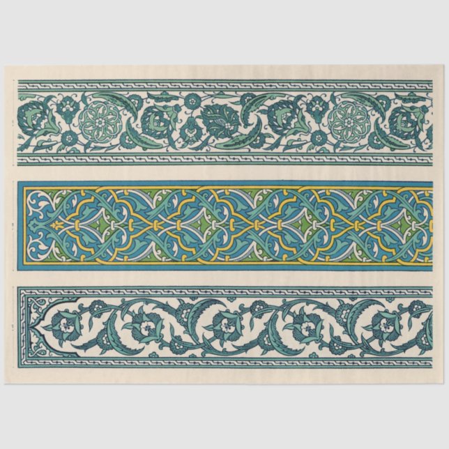 Papel De Seda Fronteras Azul Ornate (Anverso)
