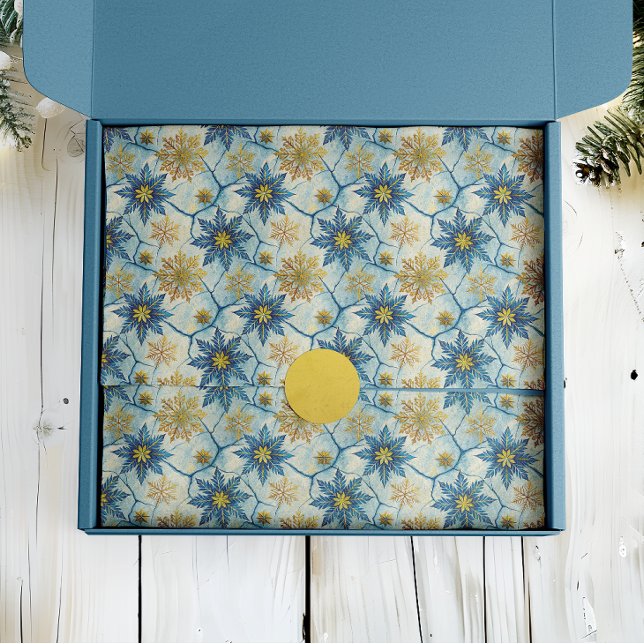 Papel De Seda Frozen Elegance Blue and Gold Snowflake (Subido por el creador)