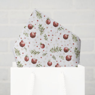 Papel De Seda Fruta Blanca Granada Navidad Roja