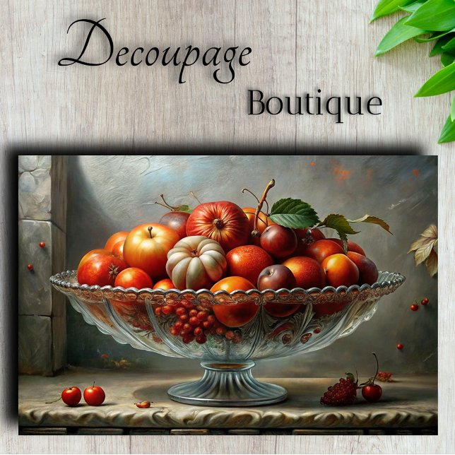 Papel De Seda Fruta Clásica en Tazón Bodegón Decoupage (Classical Fruit bowl Still Life Decoupage Tissue Paper)