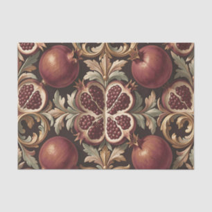Papel De Seda Fruta de Granada Ornata Patrón Barroco Rojo Oscuro