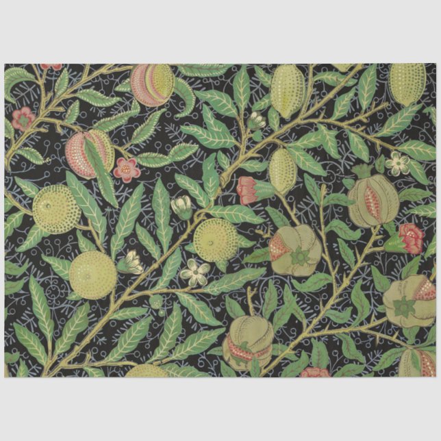 Papel De Seda Fruta de granada oscura patrón de William Morris (Anverso)