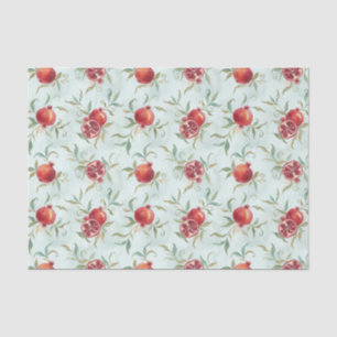 Papel De Seda Fruta de granada y hojas de acuarela
