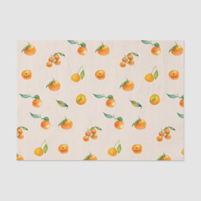 Papel De Seda Fruta de la mandarina con hojas (Anverso)