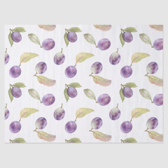 Papel De Seda Fruta de plumas acuáticas con hojas blancas (Anverso)