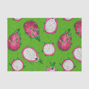 Papel De Seda Fruta del dragón rojo en verde