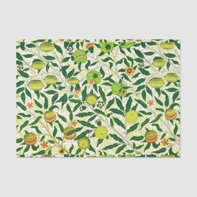Papel De Seda Fruta exótica de William Morris, amarilla limón (Anverso)