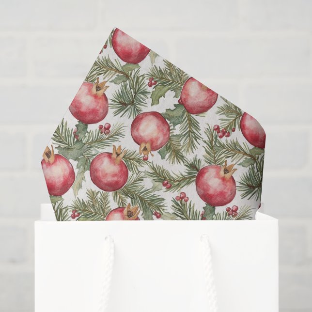 Papel De Seda Fruta Roja Granada Navidad (Bolsa de regalo)