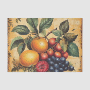 Papel De Seda Frutas Clásicas Bodegón Naranjas Uvas Antiguo