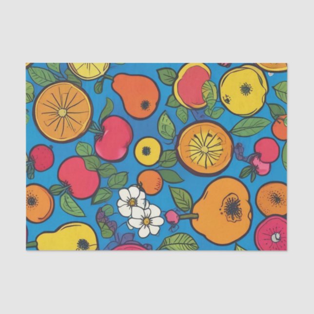 Papel De Seda Frutas de arte pop en Navey (Anverso)