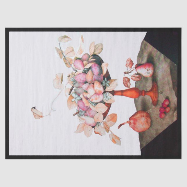 PAPEL DE SEDA FRUTAS DE TEMPORADA/JASMINES, PRUNES, PERLAS (Anverso)