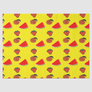 Papel De Seda Frutas de verano en amarillo