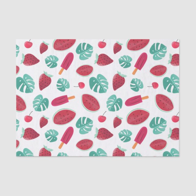 Papel De Seda Frutas de verano y hojas de palma (Anverso)