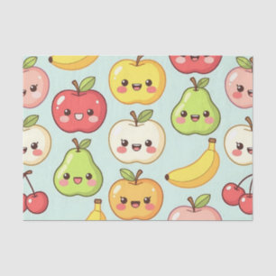 Papel De Seda Frutas Kawaii Patrón Continuo Dibujos Animados Lin