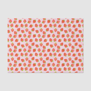 Papel De Seda Frutas rojas rosadas en el patrón de fresa crema