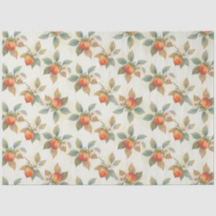 Papel De Seda Frutas y flores de caqui en acuarela