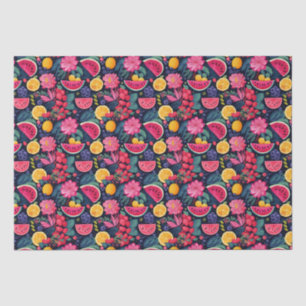 Papel De Seda Frutas y flores tropicales