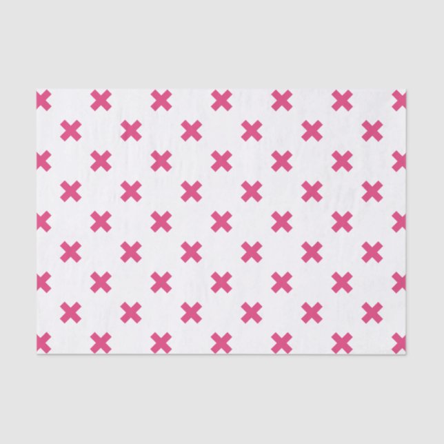 Papel De Seda Fuchsia cruza puntos en blanco (Anverso)