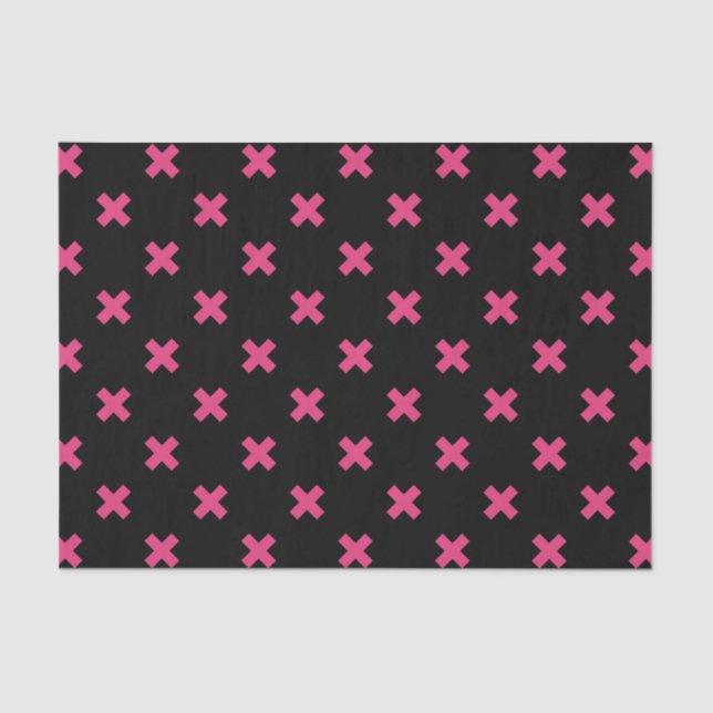 Papel De Seda Fuchsia cruza puntos en negro (Anverso)