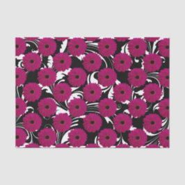 Papel De Seda Fuchsia Pink Gerbera Daisy Black/White Swirly Girl