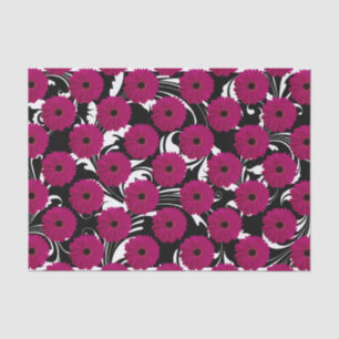 Papel De Seda Fuchsia Pink Gerbera Daisy Black/White Swirly Girl