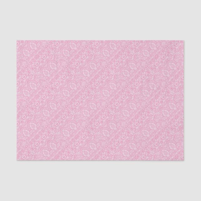 Papel De Seda Fucsia Rosa Piña Victoriano Antiguo Damask (Anverso)