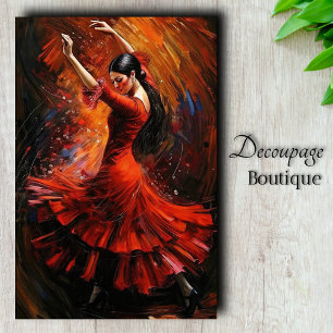 Papel De Seda Fuego Flamenco Decoupage