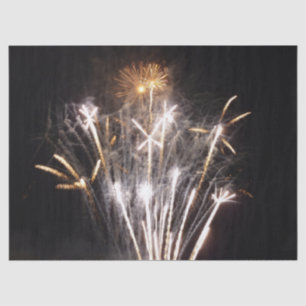 Papel De Seda Fuegos artificiales blancos y dorados II Celebraci