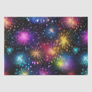Papel De Seda Fuegos artificiales elegantes de arcoíris sobre fo
