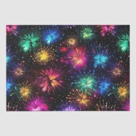 Papel De Seda Fuegos artificiales elegantes de arcoíris sobre fo