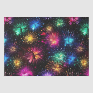 Papel De Seda Fuegos artificiales elegantes de arcoíris sobre fo