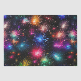 Papel De Seda Fuegos artificiales elegantes de arcoíris sobre fo