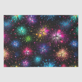 Papel De Seda Fuegos artificiales elegantes de arcoíris sobre fo