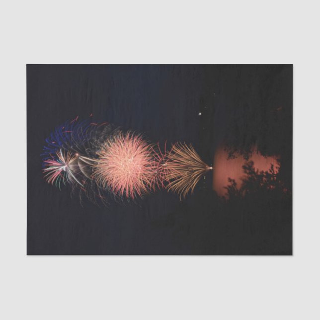Papel De Seda Fuegos Artificiales Naranja Negro Cuatro De Julio (Anverso)