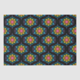 Papel De Seda Fuente arcoíris floral Mandala 1970 Retro Ogee