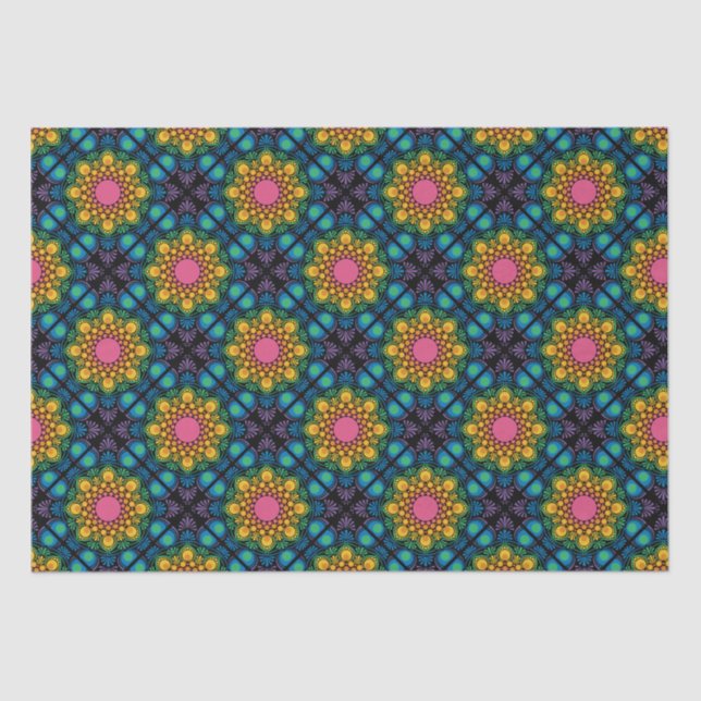 Papel De Seda Fuente arcoíris Floral Mandala Diamond Tile (Anverso)