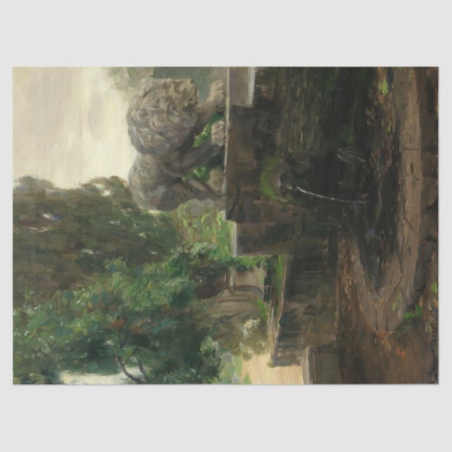 Papel De Seda Fuente del León en Roma (por H.A. Brendekilde) (Anverso)