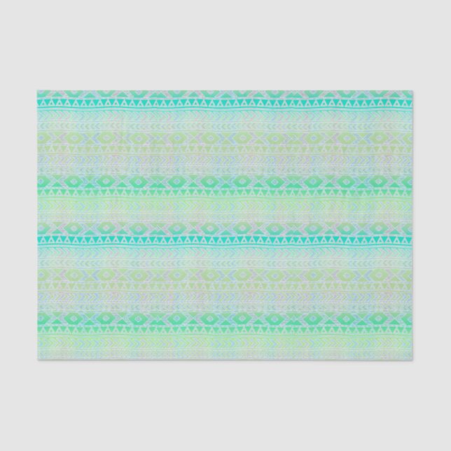 Papel De Seda Fun Aztec Modelo Influido Verde Turquesa (Anverso)