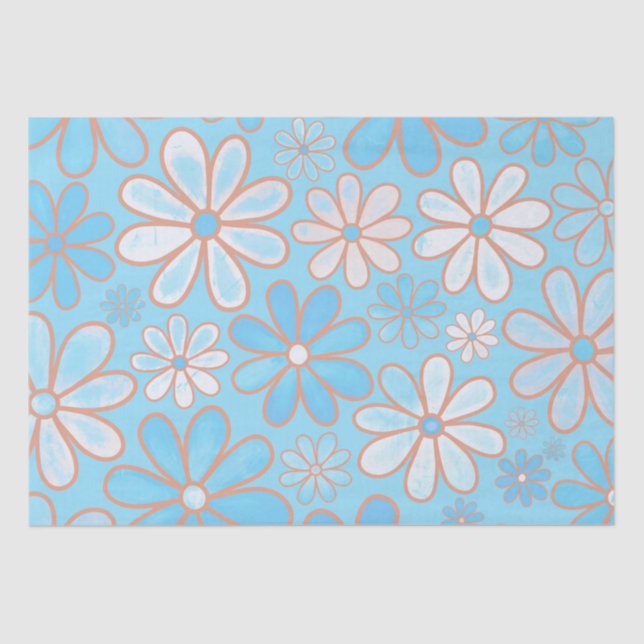 Papel De Seda Fun Blue Daises. (Anverso)