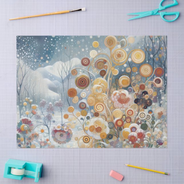 Papel De Seda Fun Colorful Abstract Winter Wonderland Art (Artesanía)