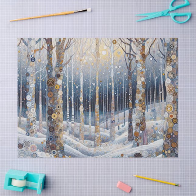 Papel De Seda Fun Colorful Abstract Winter Wonderland Art (Artesanía)