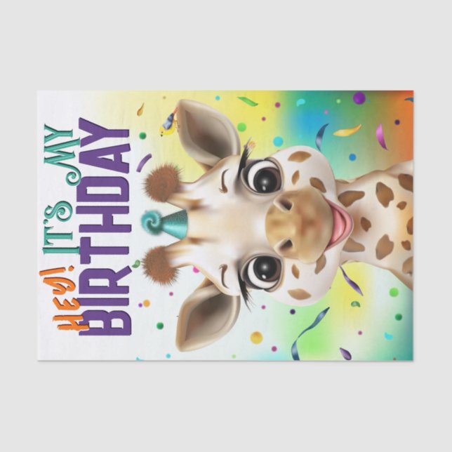 Papel De Seda Fun Giraffe Colorous Confetti Cumpleaños (Anverso)