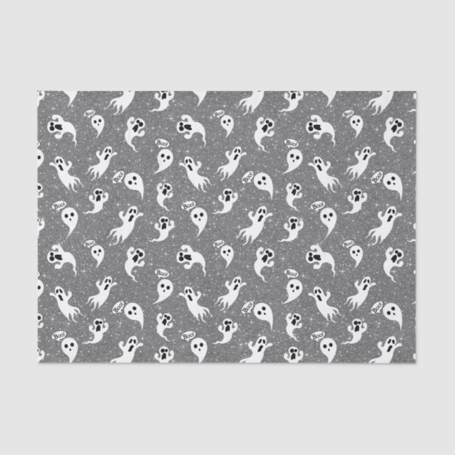 Papel De Seda Fun Halloween Gold Purpurinas Ghosts (Anverso)