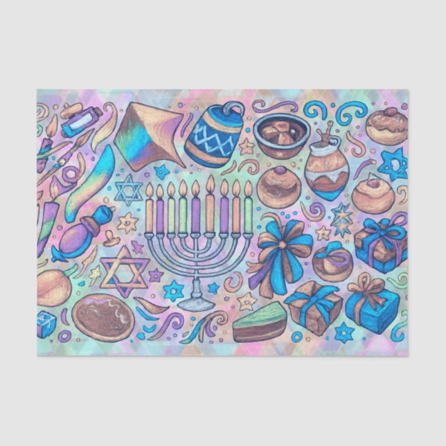 Papel De Seda Fun Hanukkah Motifs (Anverso)